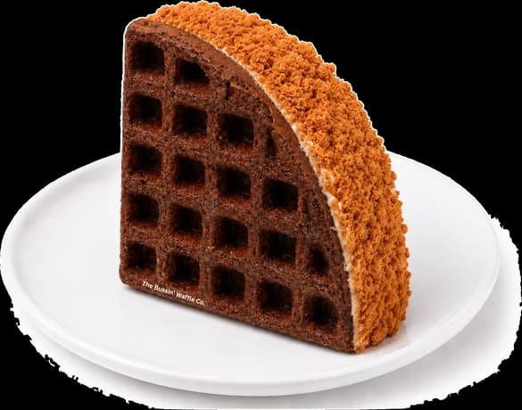 Biscoff Delight waffle on a white plate