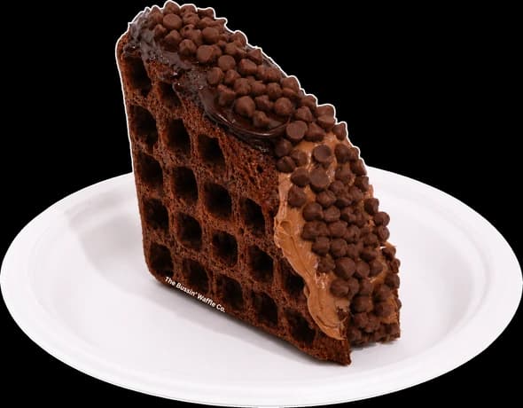 Double Choco Heaven waffle on a white plate