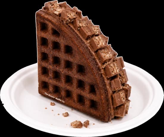 Kitkat Crunch waffle on a white plate