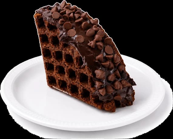 Rich Dark Choco waffle on a white plate